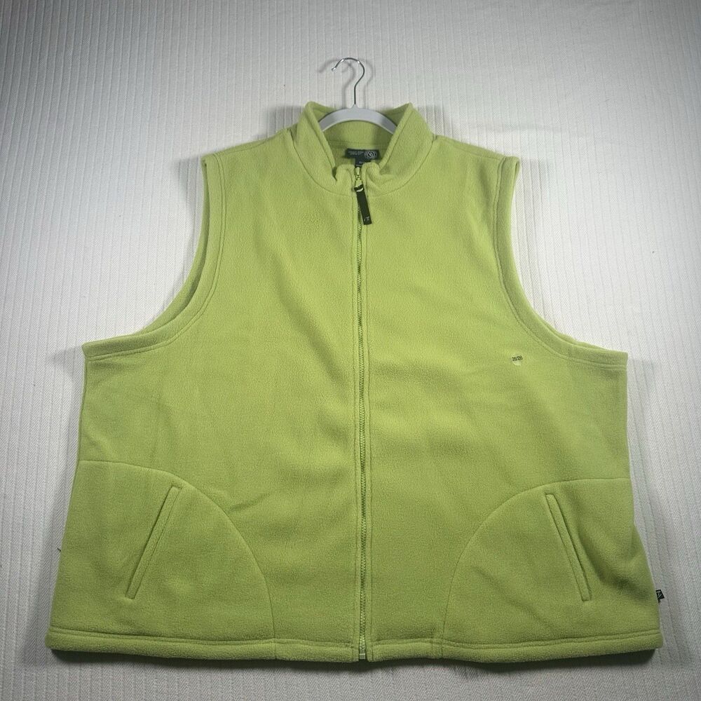 Venezia Jeans Clothing Co Womens Fleece Vest Size 26/28 Lime Green Full Zip NWT